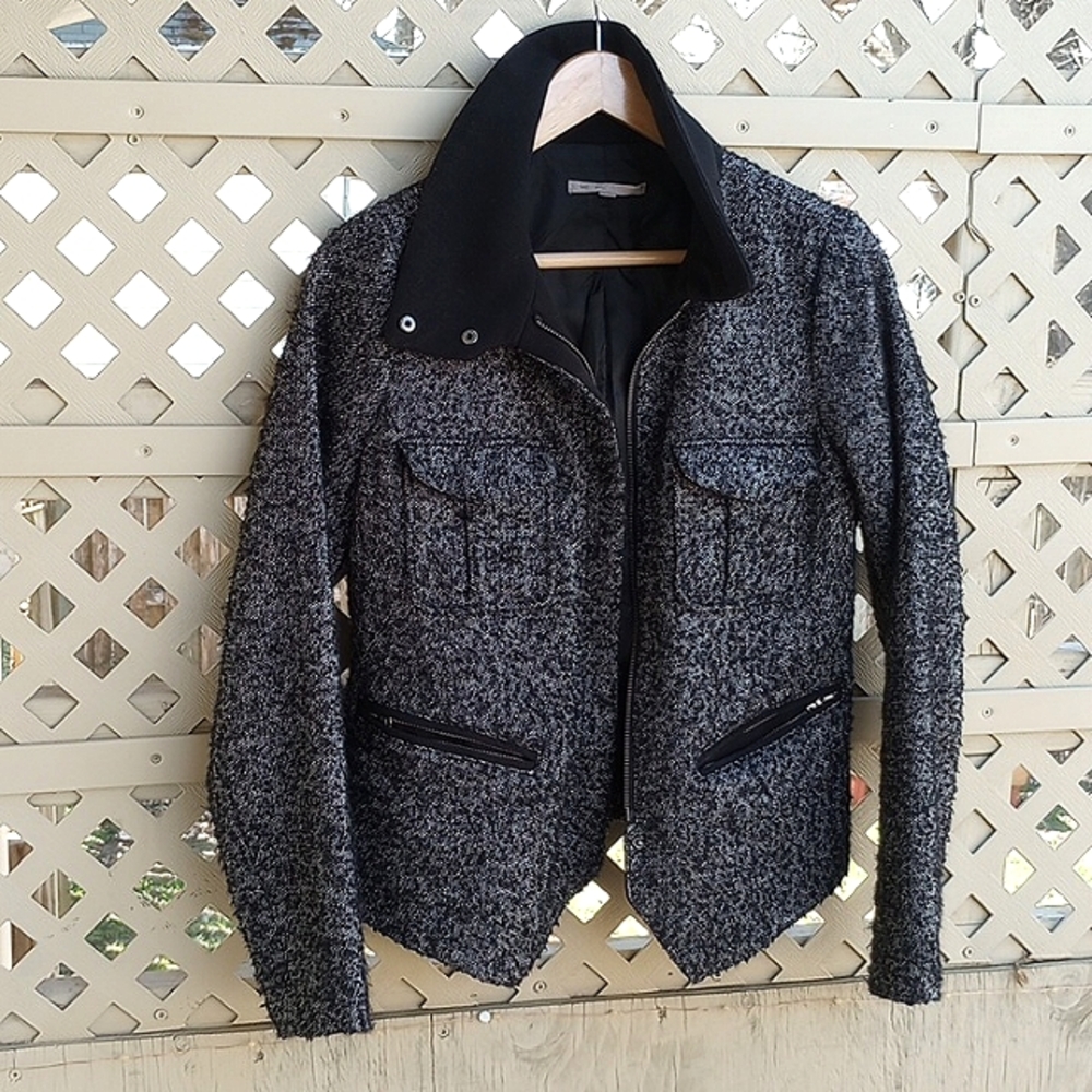 GAP Black and White Wool Blend Tweed Boucle Jacket size small